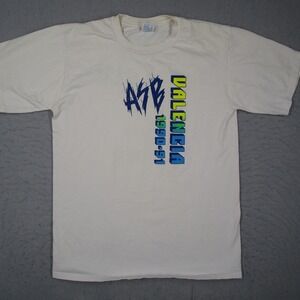 Vintage 90s Jerzees Valencia VHS Leadership T-Shirt Mens Large White Made in USA